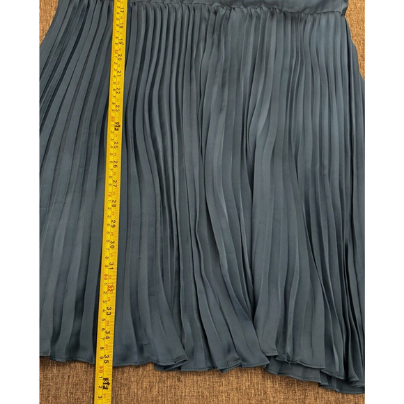 Monique Lhuillier Pleated Dress With Necktie Ceramic Blue Size 10 - Picture 6 of 11